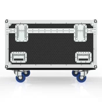 Back view showing the sturdy build and reinforced hardware of the Lafima baroque timpani road case.