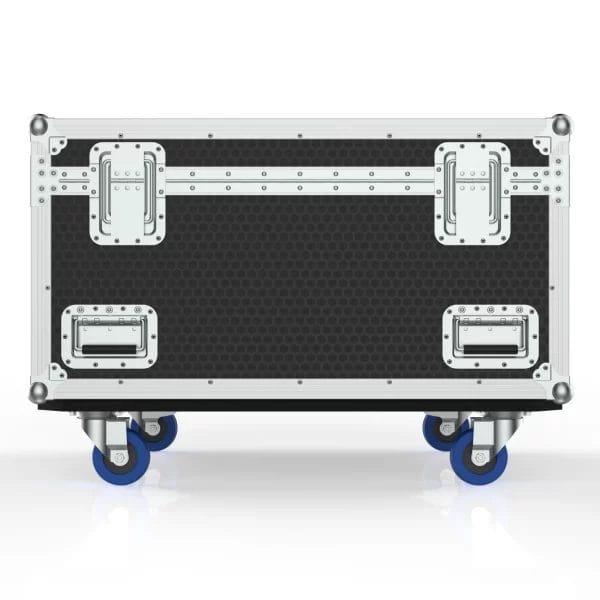 Back view showing the sturdy build and reinforced hardware of the Lafima baroque timpani road case.