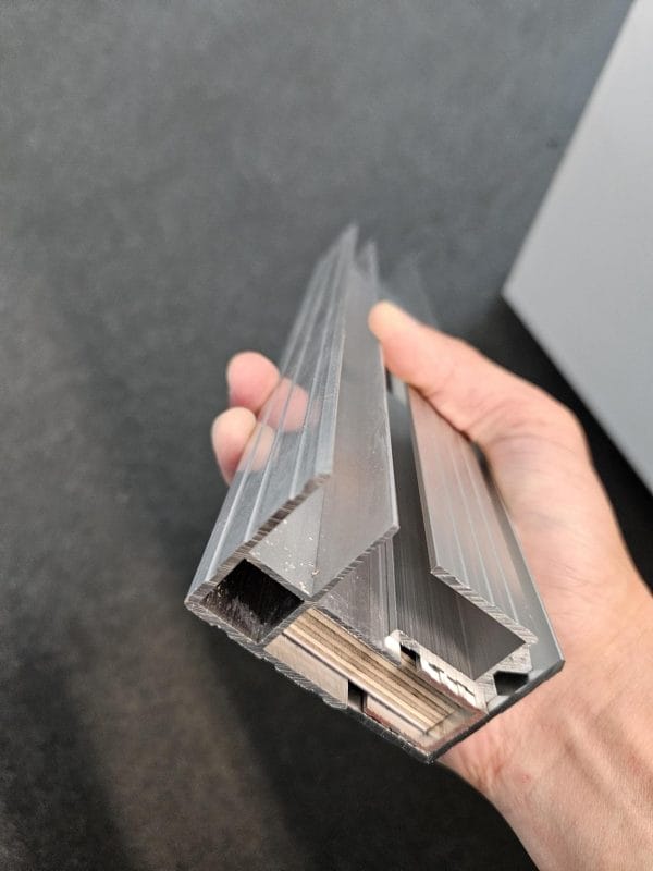 Aluminum road case extrusion profiles showing corner and edge sections