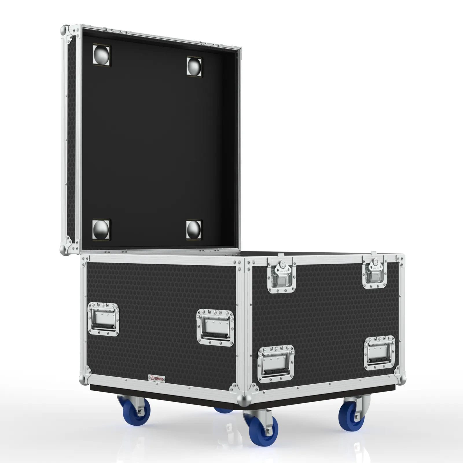 LXPAR-OVAT-PK5-F55WW-ISOMETRIC FUNCTIONAL VIEW-SW Southwest functional isometric view showing the open case with foam‑lined compartments and rear accessory space.